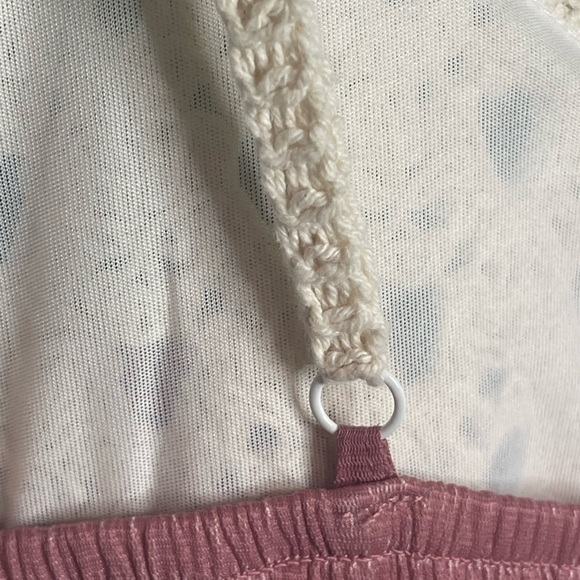 J. Gee Boho Cream Crochet & pink/olive/brown Tiered Dress Small EUC - Picture 9 of 12